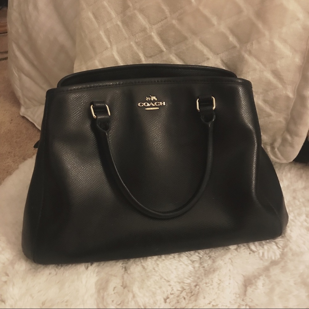 coach margot black leather bag